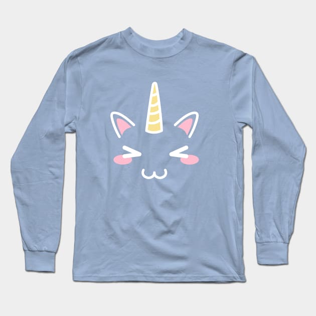 Kawaii Unicorn Face,women's tshirt,unicorn gift,unicorn birthday party, unicorn lover,pastel unicorn,kawaii gear,unicorn collector,cute face T-Shirt Long Sleeve T-Shirt by theglaze